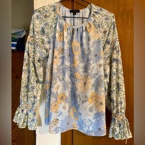 J Crew 18”PTP Sz:S Flutter-cuff soft gauze chiffon top in zinnia floral